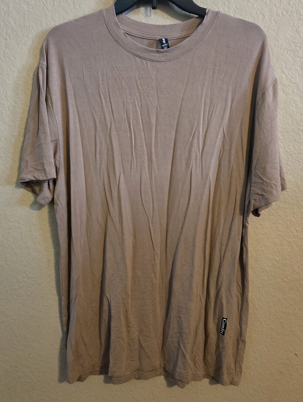 Comfrt Adult Mauve/Taupe Top Large Short Sleeve Crew Neck Cloud Lounge Tee